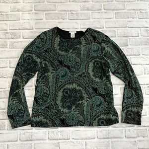 Laura Ashley Textured Top/Blouse - size M - dark green